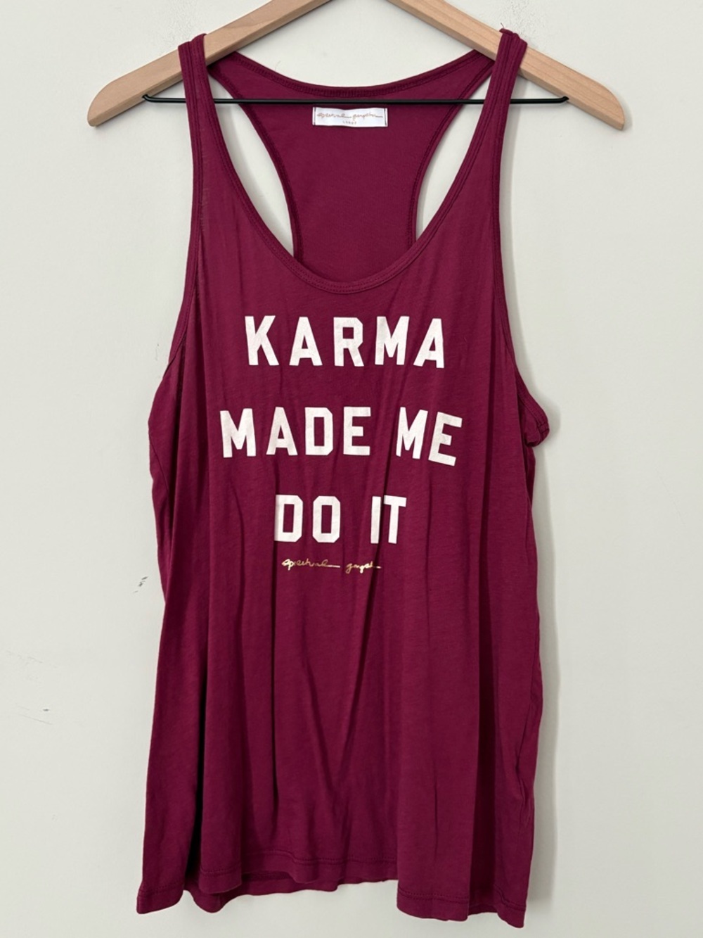 Spiritual Gangster Maroon Racerback Tank with White Slogan